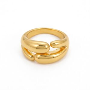 Golden Teardrop Flow Ring