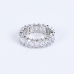 Rectangular-Cut Full Eternity Ring-Silver Plated