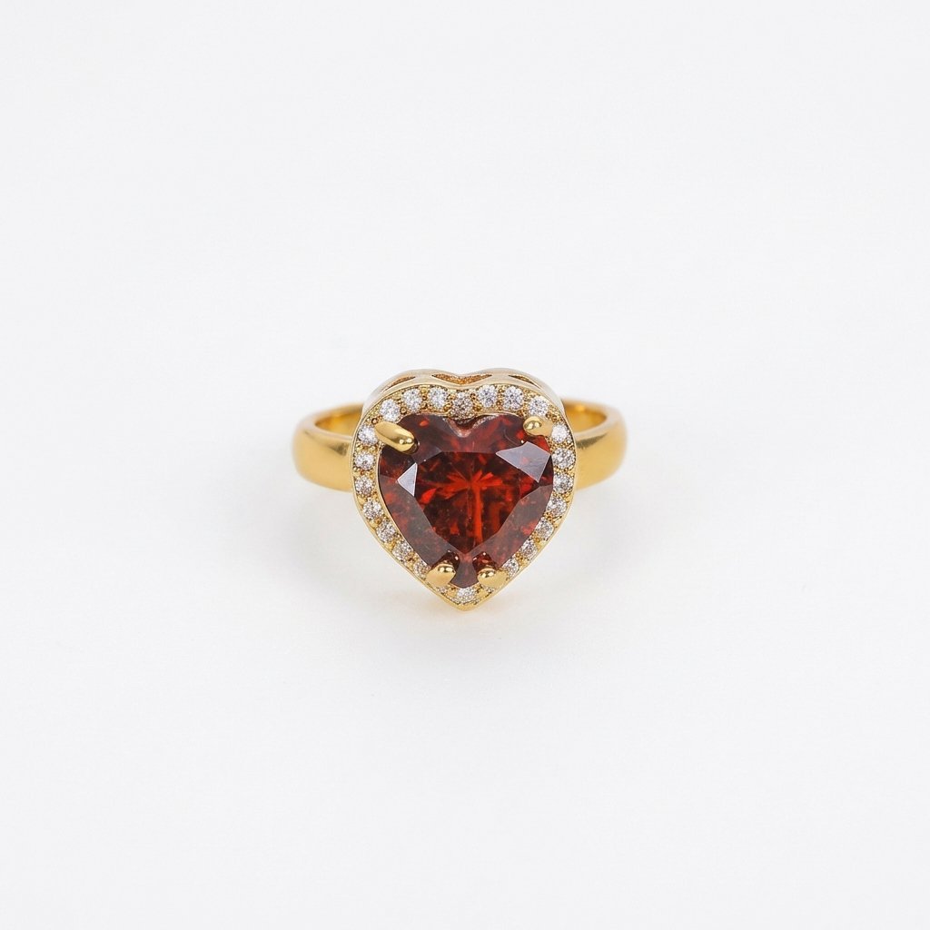 Love's Flame Red Heart Ring