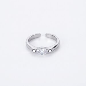 Adjustable Marquise-Cut Zircon Ring – Silver Plated