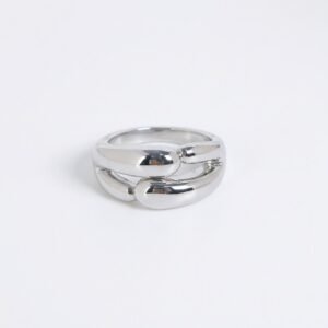 Sculptural Interlocked Ring – Silver Plated