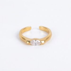 Adjustable Marquise-Cut Zircon Ring–gold Plated