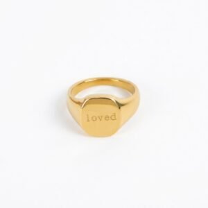 loved Engraved Signet Ring