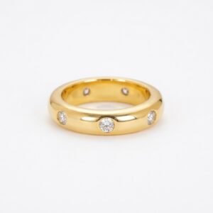 Gold-Plated Copper Band Ring with CZ Accents