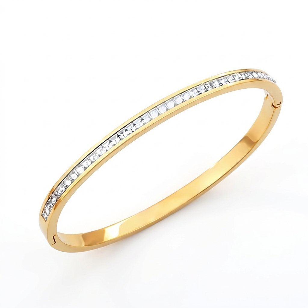 Oval Pave Baguette CZ Bangle Bracelet