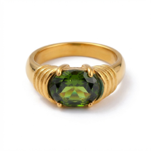 Oval Green Zirconia Statement Ring