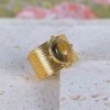Gold Wide-Band Oval Stone Ring