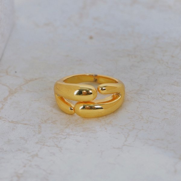 Golden Teardrop Flow Ring