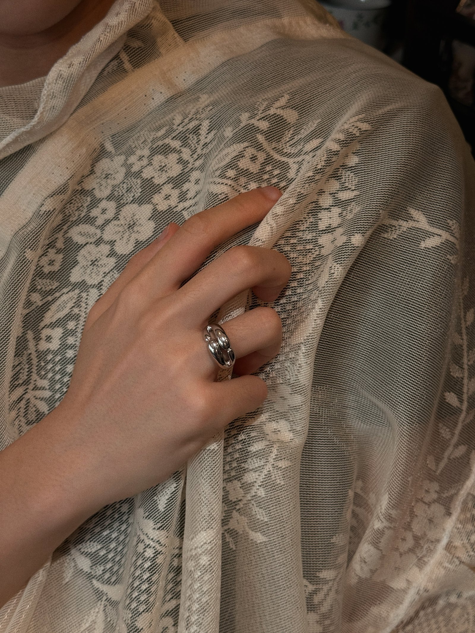 Silver Teardrop Flow Ring - Image 3