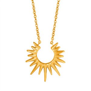 Sunburst Minimalist Stainless Steel Pendant Necklace - Gold