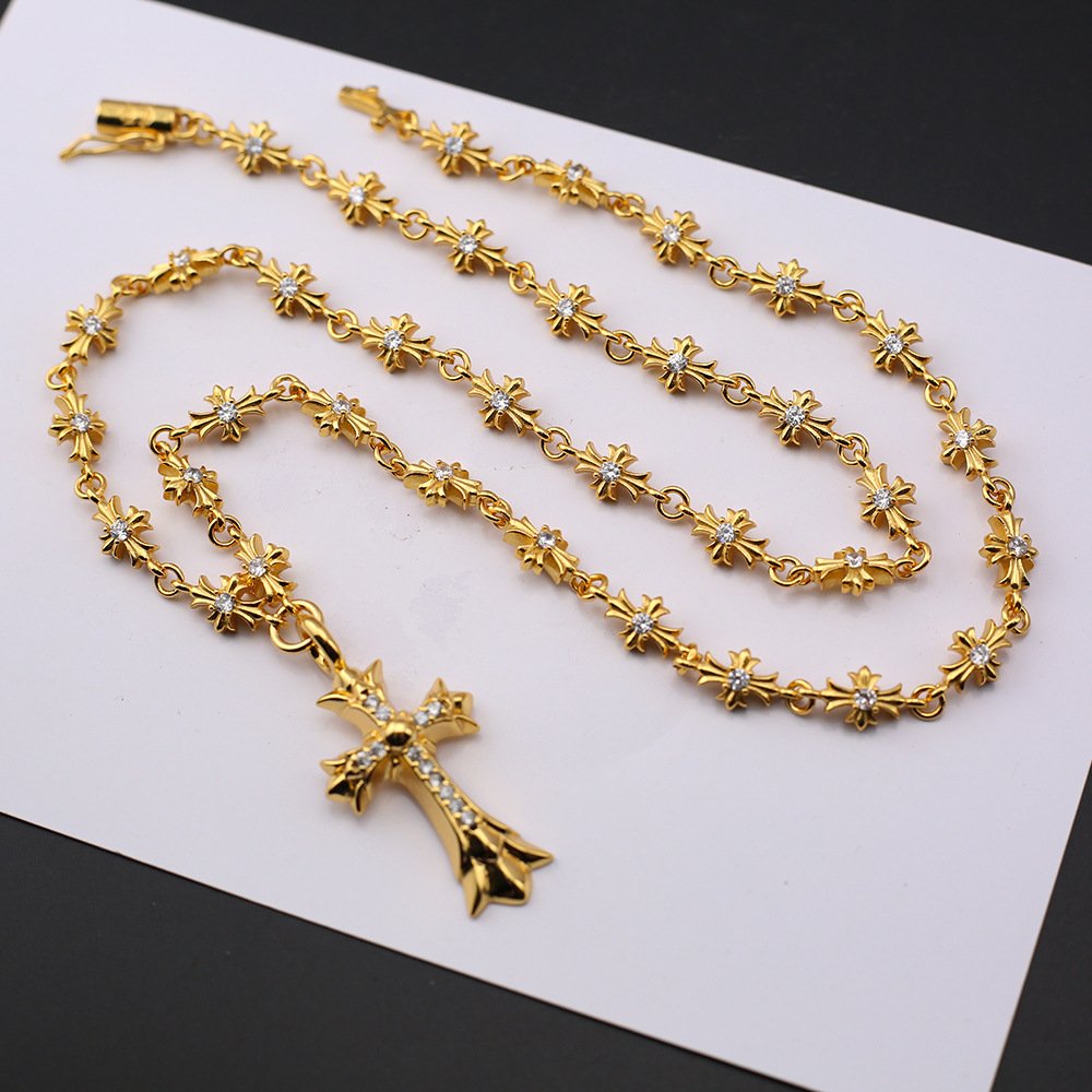 Iced Out Ornate Cross Pendant Necklace - Image 2