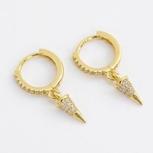 18K Gold Plated Brass CZ Stud Earrings