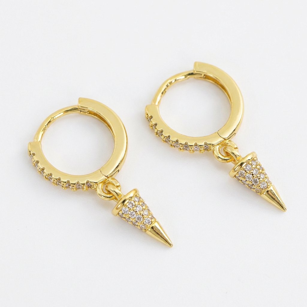 18K Gold Plated Brass CZ Stud Earrings