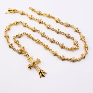 Iced Out Ornate Cross Pendant Necklace